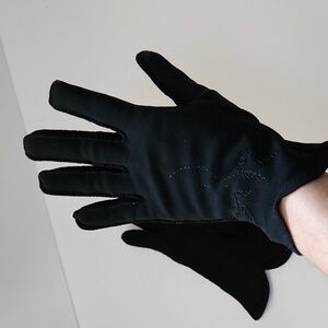 Vintage Black Embroidered Gloves Dress Gloves Formal Gloves